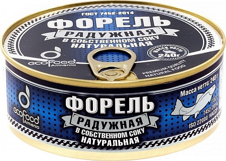 Форель ECOFOOD радужная в собственном соку натуральная 240г 