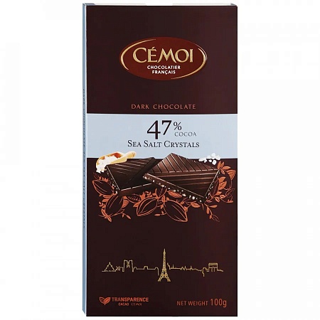 Шоколад CEMOI Горький 47% с кристаллами морской соли 100г 