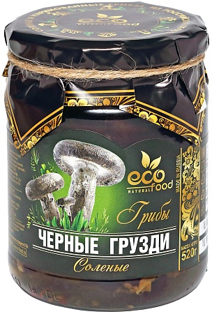 Грибы ECOFOOD Грузди черные соленые 520г 