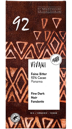Шоколад VIVANI Organic горький 92% какао с кокосовым сахаром 80г 