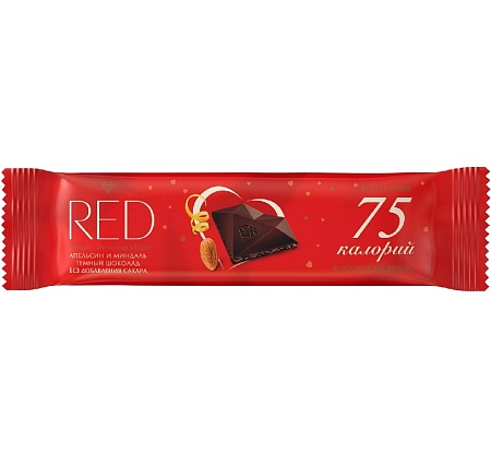 Шоколад RED Delight Темный с апельсином и миндалем без сахара 26г 