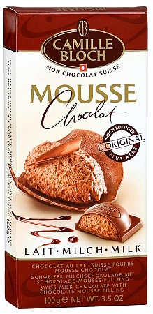 Шоколад CAMILE BLOH Mousse Milk Молочный с начинкой из шоколадного мусса 100г 
