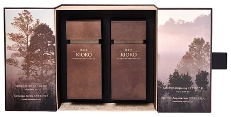 Набор KIOKO Wood Essence BROWN чёрного чая в деревянных тубусах (2*100г) 200г 