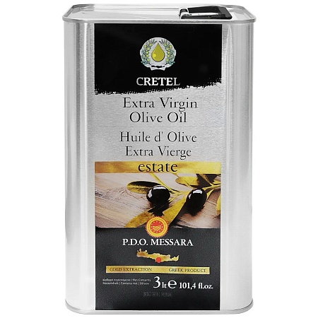 Масло CRETEL оливковое ESTATE EVOO AC 0,3-0,6 P.D.O. Messara ж/б 3л 