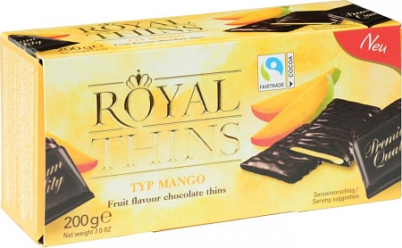 Шоколад HALLOREN ROYAL THINS Темный с начинкой со вкусом манго 200г 