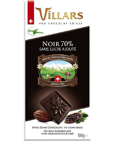 Шоколад VILLARS Горький без добавления сахара 100г 