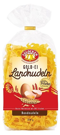 Макароны 3 GLOCKEN Gold-Ei короткая прямая лапша Bandnudeln 350г 