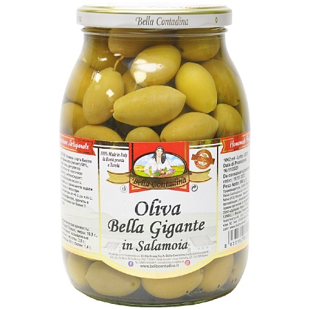Оливки BELLA CONTADINA гигант с косточкой Белла Ди Чериньола 900г 