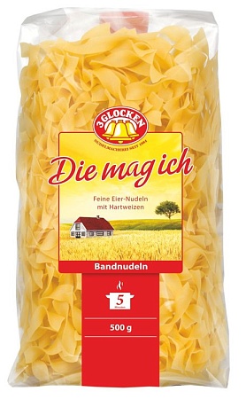 Макароны 3 GLOCKEN Die mag ich Лапша короткая прямая Bаndnudeln 500г 