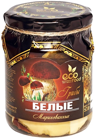 Грибы ECOFOOD Белые маринованные 520г 