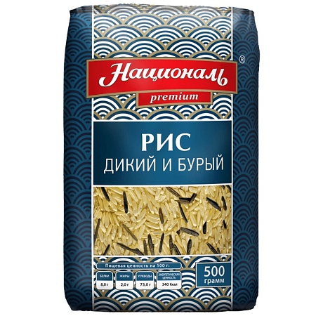 Рис НАЦИОНАЛЬ смесь дикого и бурого 500г*6 