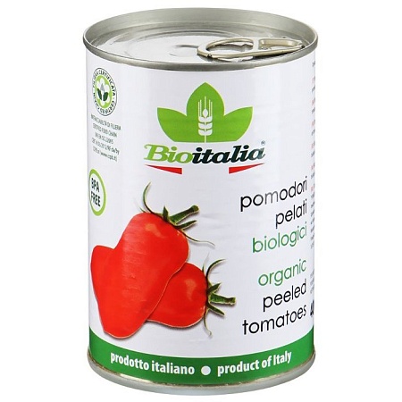 Томаты BIOITALIA очищенные в томатном соке 400г 