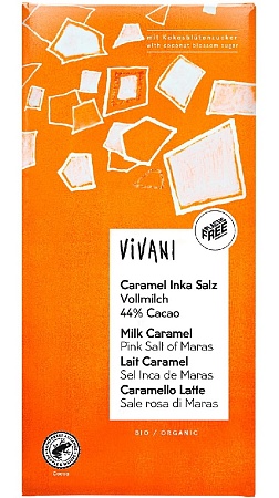 Шоколад VIVANI Organic молочный с розовой солью с кокосовым сахаром 80г 