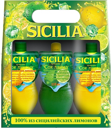 Сок SICILIA набор лимон и лайм 345мл 