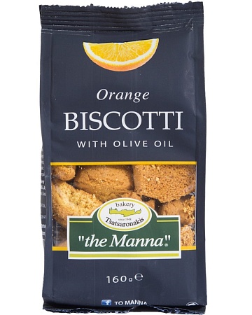 Печенье MANNA Бискотти с цедрой апельсина и оливковым маслом 160г 