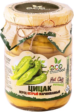 Перец ECOFOOD Цицак острый маринованный 520г 