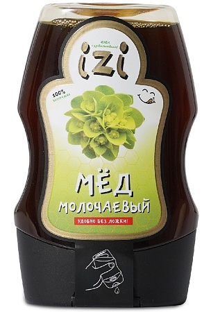 Мёд IZI Молочаевый с удобным силиконовым дозатором 280г 
