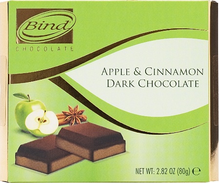 Шоколад BIND Темный со вкусом корицы и яблока 80г 