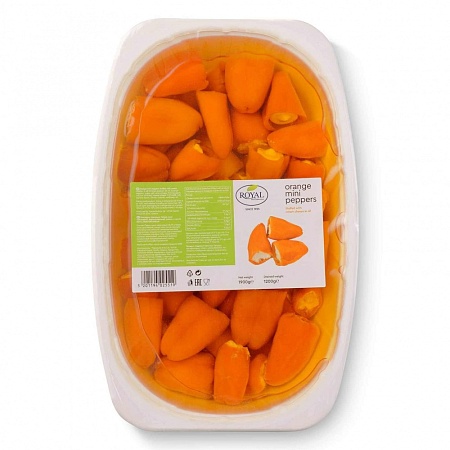 Перец ROYAL мини оранжевый сладкий, фаршированный сыром 1.9кг 