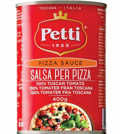 Соус PETTI Натуральный томатный для пиццы с травами 400г 