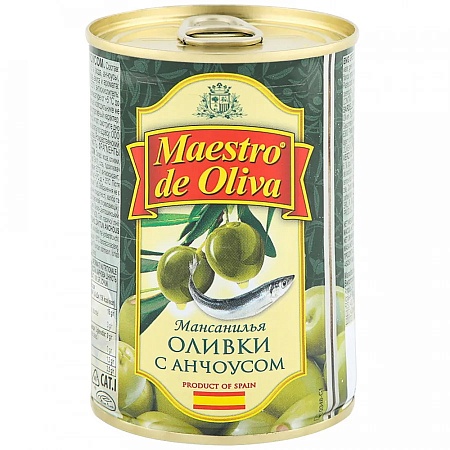 Оливки MAESTRO DE OLIVA с анчоусом 300г 