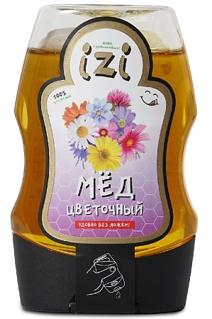 Мёд IZI Цветочный с удобным силиконовым дозатором 280г 