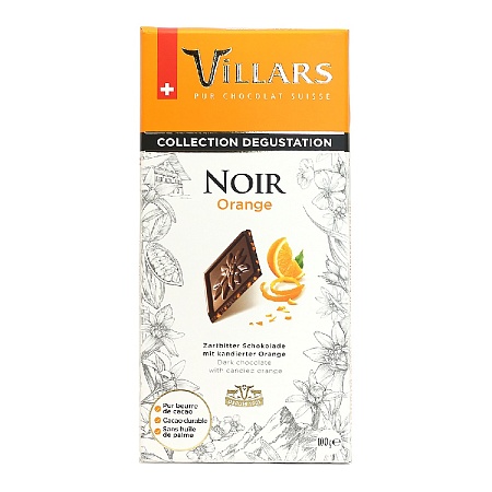 Шоколад VILLARS Тёмный с цукатами из апельсиновых корочек 100г 
