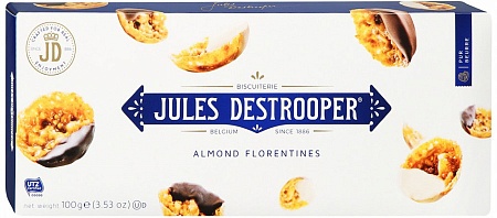Печенье JULES DESTROOPER Almond Florentines с миндалем и шоколадом 100г 