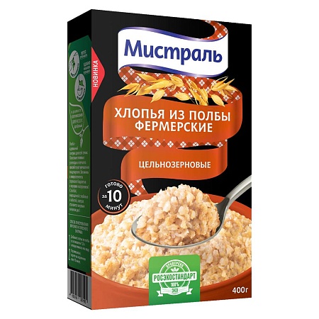 Хлопья МИСТРАЛЬ Фермерские из полбы 400г 
