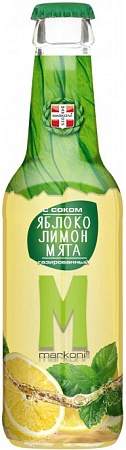 Напиток MARKONI Яблоко-Лимон-Мята газированный 250мл 