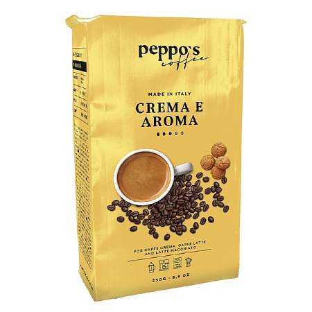 Кофе PEPPO'S Crema e Aroma натуральный жареный в зернах 250г 