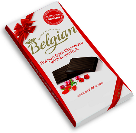 Шоколад The Belgian Тёмный со вкусом клюквы и ягод годжи без сахара 100г 