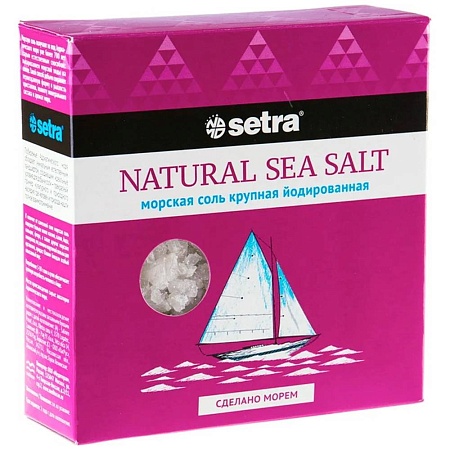 Соль SETRA морская крупная йодированная 500г 
