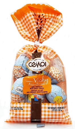 Шоколад CEMOI Яйца и колокольчики ассорти с хрустящими криспами 107г 
