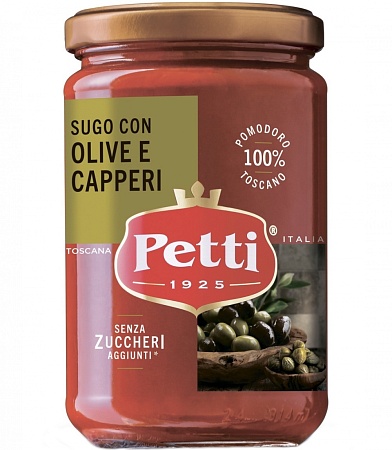 Соус PETTI томатный с Оливками и Каперсами на оливковом масле 300г 