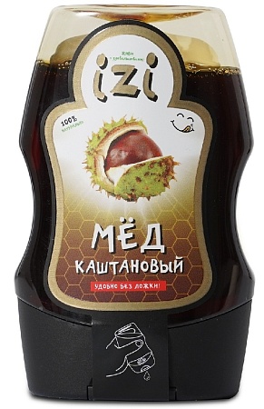 Мёд IZI Каштановый с удобным силиконовым дозатором 280г 