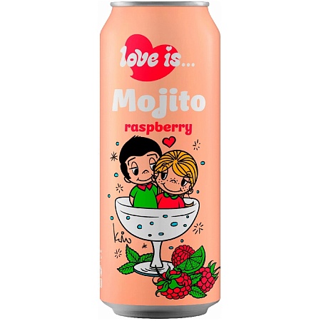 Напиток LOVE IS газированный Мохито со вкусом малины 450мл 