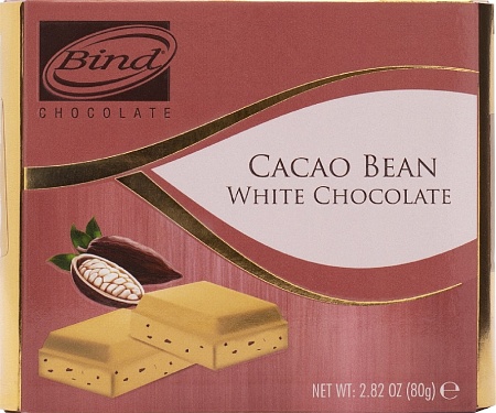 Шоколад BIND Белый с кусочками какао бобов 80г 