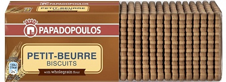 Печенье PAPADOPOULOS Petit Beurre затяжное c цельнозерновой мукой 225г 