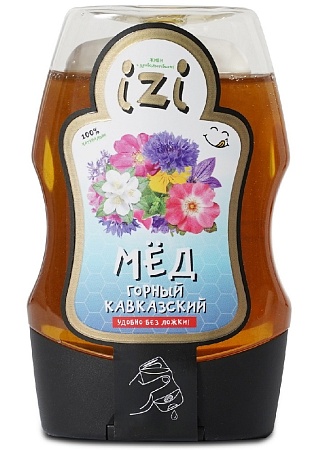 Мёд IZI Горный Кавказский с удобным силиконовым дозатором 280г 