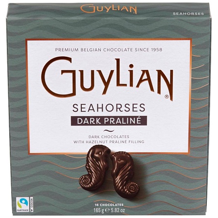 Конфеты GUYLIAN SEAHORSES DARK PRALINE Морские коньки из горьгого шоколада 165г 