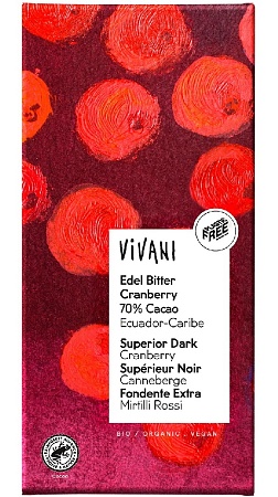 Шоколад VIVANI Organic горький с клюквой 100г 