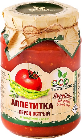 Аппетитка ECOFOOD Перец острый в томатном соусе 750г 