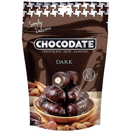 Конфеты CHOCODATE EXTRA DARK Финики с миндалем в темном шоколаде 100г 