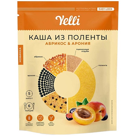 Каша YELLI Из поленты абрикос&amp;арония 200гр 