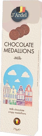 Медальоны J'ARDEL хрустящие из молочного шоколада с воздушным рисом 75г 