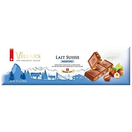 Шоколад VILLARS швейцарский молочный шоколад с фундуком 300г 