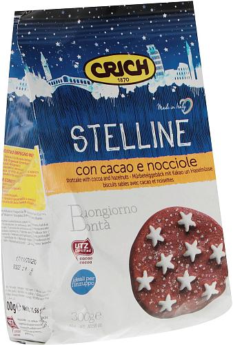 Печенье CRICH Stelline песочное с какао и лесным орехом 300г Печенье CRICH Stelline песочное с какао и лесным орехом 300г