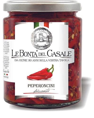 Перчики LE BONTA DEL CASALE острые с оливками и травами в масле 280г Перчики LE BONTA DEL CASALE острые с оливками и травами в масле 280г