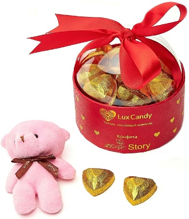 Конфеты LUX CANDY Love Story молочный шоколад (с мишкой) 200г 